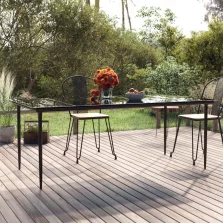   vidaXL fekete acél és edzett üveg kerti étkezőasztal 200 x 100 x 74 cm