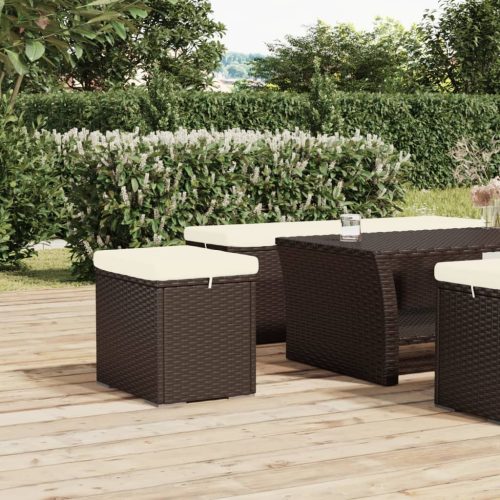 vidaXL barna polyrattan zsámoly párnával 40 x 30 x 40 cm