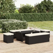   vidaXL 2 db fekete polyrattan zsámoly párnákkal 40 x 30 x 40 cm