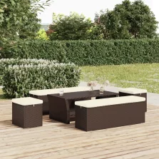   vidaXL 2 db barna polyrattan zsámoly párnákkal 40 x 30 x 40 cm