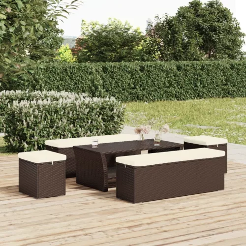 vidaXL 2 db barna polyrattan zsámoly párnákkal 40 x 30 x 40 cm