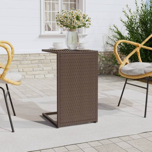 vidaXL barna polyrattan C-asztal 40 x 35 x 60 cm