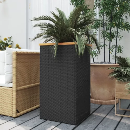 vidaXL fekete polyrattan ültetőláda 40 x 40 x 80 cm
