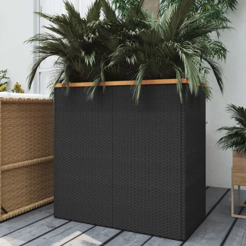 vidaXL fekete polyrattan ültetőláda 80 x 40 x 80 cm