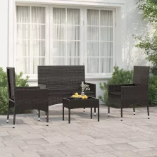   vidaXL 4 részes fekete polyrattan kerti ülőgarnitúra párnákkal