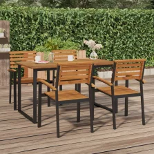   vidaXL tömör akácfa kerti asztal U-alakú lábakkal 140 x 80 x 75 cm