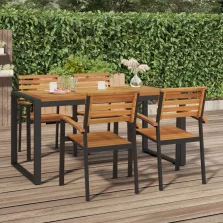   vidaXL tömör akácfa kerti asztal U-alakú lábakkal 160 x 80 x 75 cm