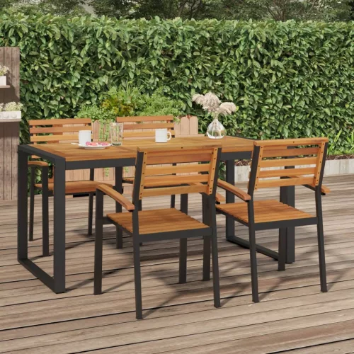 vidaXL tömör akácfa kerti asztal U-alakú lábakkal 160 x 80 x 75 cm