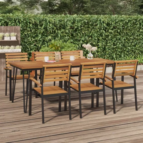 vidaXL tömör akácfa kerti asztal hajtűlábakkal 200 x 90 x 75 cm