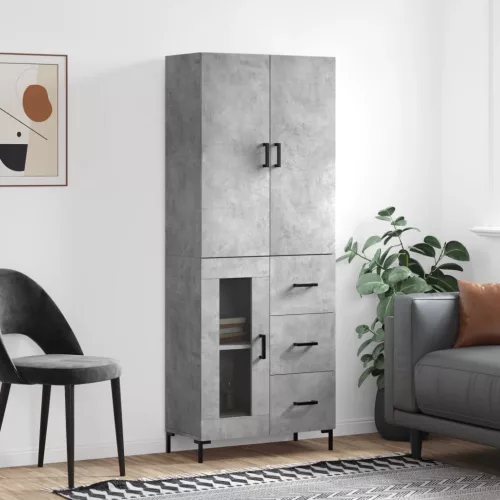 vidaXL betonszürke szerelt fa magasszekrény 69,5 x 34 x 180 cm