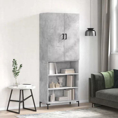 vidaXL betonszürke szerelt fa magasszekrény 69,5 x 34 x 180 cm
