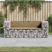   vidaXL tömör impergnált fenyőfa gabion kerti pad 184x71x65,5 cm