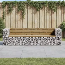   vidaXL tömör impregnált fenyőfa gabion kerti pad 244x71x65,5 cm