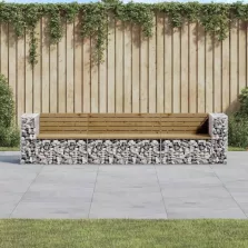   vidaXL tömör impregnált fenyőfa gabion kerti pad 287 x 71 x 65,5 cm