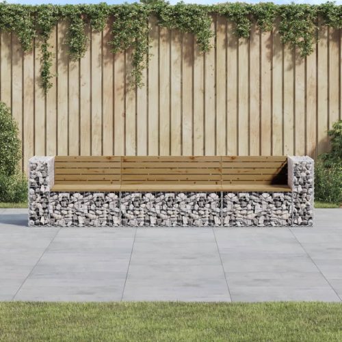 vidaXL tömör impregnált fenyőfa gabion kerti pad 287 x 71 x 65,5 cm
