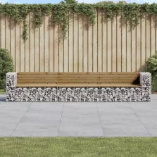   vidaXL tömör impregnált fenyőfa gabion kerti pad 347x71x65,5 cm