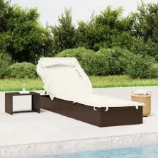   vidaXL barna polyrattan napozóágy összecsukható tetővel 213x63x97 cm