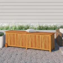   vidaXL tömör akácfa kerti tárolóláda kerekekkel 150 x 50 x 58 cm