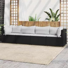  vidaXL 4 részes fekete polyrattan kerti ülőgarnitúra párnákkal