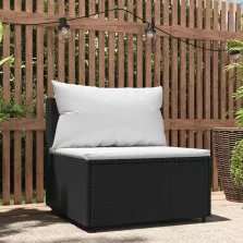   vidaXL fekete polyrattan kerti középső kanapé párnákkal