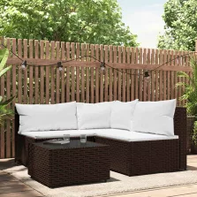   vidaXL 4 részes barna polyrattan kerti ülőgarnitúra párnákkal