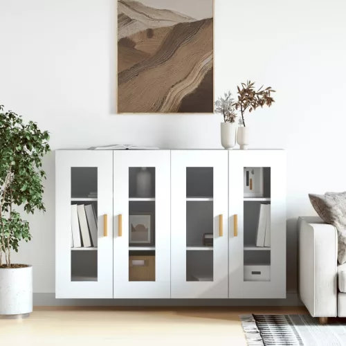 vidaXL 2 db fehér szerelt fa falra szerelhető szekrény