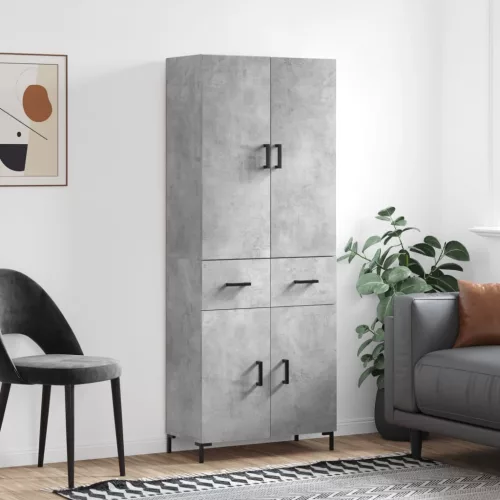 vidaXL betonszürke szerelt fa magasszekrény 69,5 x 34 x 180 cm