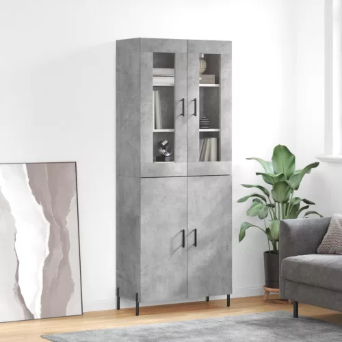 vidaXL betonszürke szerelt fa magasszekrény 69,5 x 34 x 180 cm