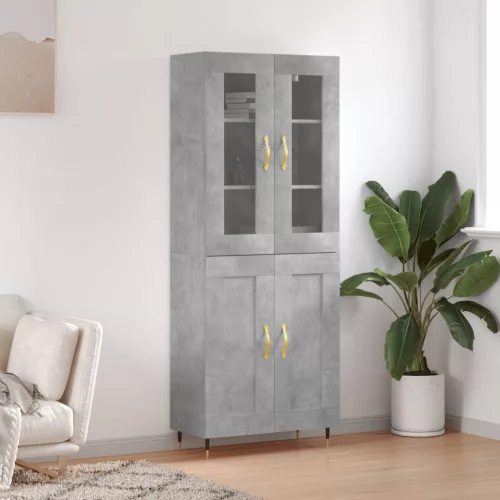 vidaXL betonszürke szerelt fa magasszekrény 69,5 x 34 x 180 cm