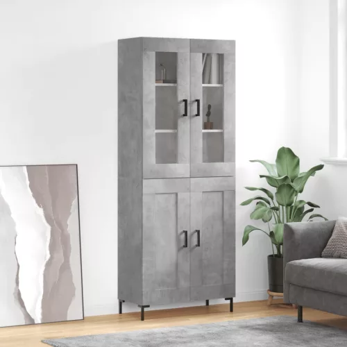 vidaXL betonszürke szerelt fa magasszekrény 69,5 x 34 x 180 cm