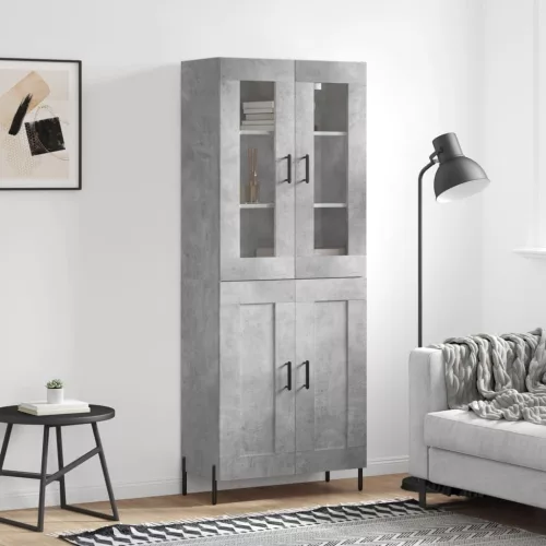 vidaXL betonszürke szerelt fa magasszekrény 69,5 x 34 x 180 cm