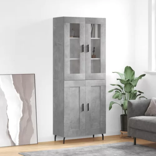 vidaXL betonszürke szerelt fa magasszekrény 69,5 x 34 x 180 cm