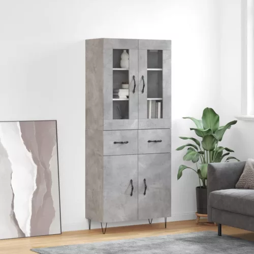 vidaXL betonszürke szerelt fa magasszekrény 69,5 x 34 x 180 cm