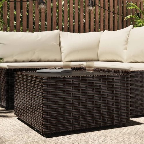 vidaXL barna polyrattan négyzet alakú kerti dohányzóasztal 50x50x30 cm