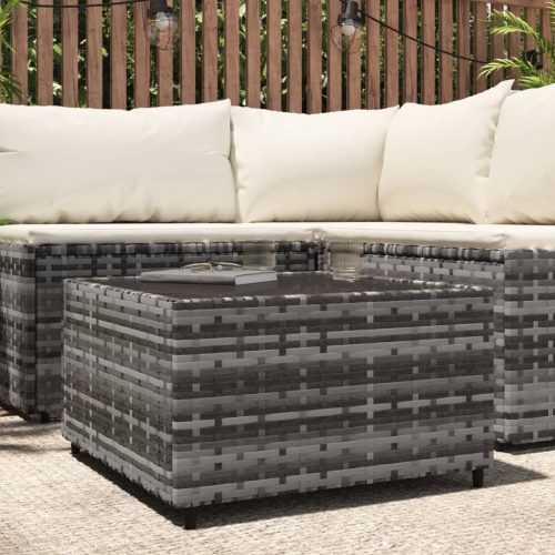 vidaXL szürke polyrattan négyzet alakú kerti dohányzóasztal 50x50x30cm