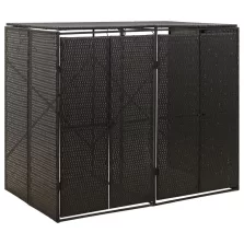   vidaXL fekete polyrattan dupla kerekeskuka tárolófészer 140x80x117 cm
