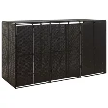   vidaXL fekete polyrattan hármas kerekeskuka tárolófészer 207x80x117 cm