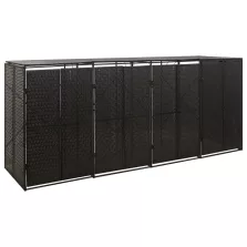   vidaXL fekete polyrattan négyes kerekeskuka tárolófészer 274x80x117 cm
