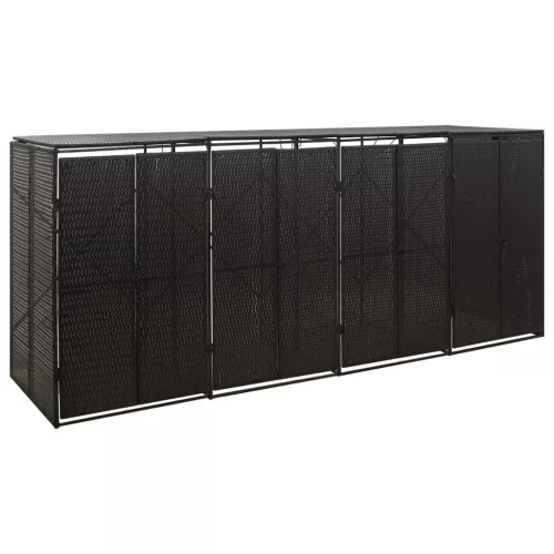 vidaXL fekete polyrattan négyes kerekeskuka tárolófészer 274x80x117 cm