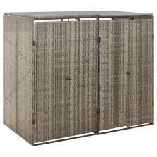   vidaXL szürke polyrattan dupla kerekeskuka tárolófészer 140x80x117 cm