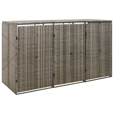   vidaXL szürke polyrattan hármas kerekeskuka tárolófészer 207x80x117 cm