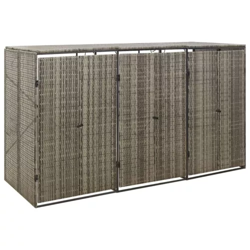 vidaXL szürke polyrattan hármas kerekeskuka tárolófészer 207x80x117 cm