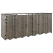   vidaXL szürke polyrattan négyes kerekeskuka tárolófészer 274x80x117 cm