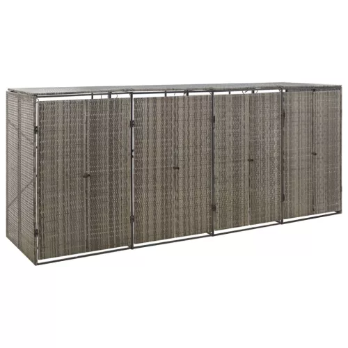 vidaXL szürke polyrattan négyes kerekeskuka tárolófészer 274x80x117 cm