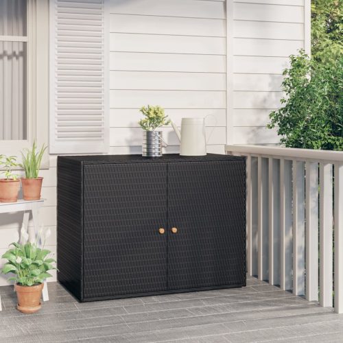 vidaXL fekete polyrattan kerti tárolószekrény 100 x 55,5 x 80 cm