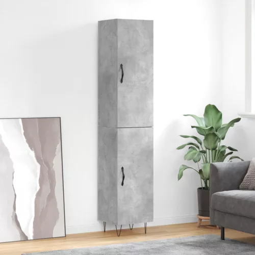 vidaXL betonszürke szerelt fa magasszekrény 34,5x34x180 cm