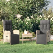   vidaXL 2 db szürke polyrattan dönthető kültéri szék párnával