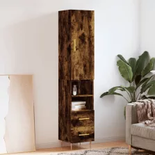   vidaXL füstös tölgy színű szerelt fa magasszekrény 34,5x34x180 cm