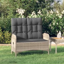   vidaXL szürke polyrattan dönthető kerti pad párnákkal 107 cm