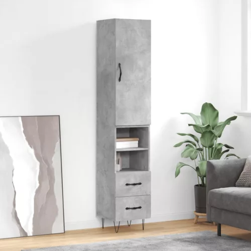 vidaXL betonszürke szerelt fa magasszekrény 34,5x34x180 cm